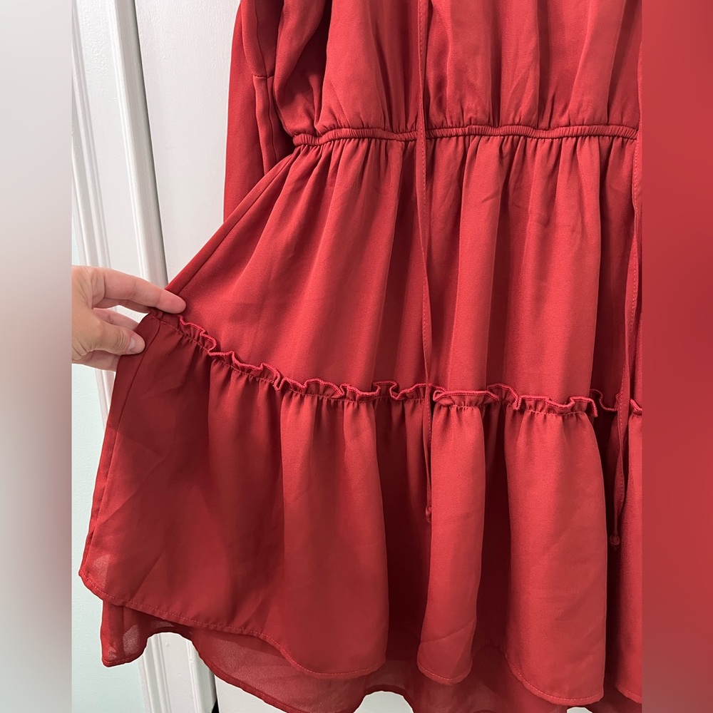 Andree By Unit Rust Peasant Mini Dress - image 3